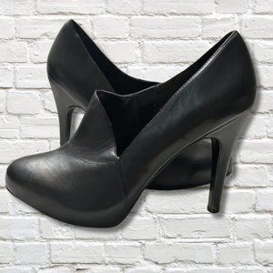 Nine West Size 7 Black Leather Pumps Booties Shoes Stiletto Heel